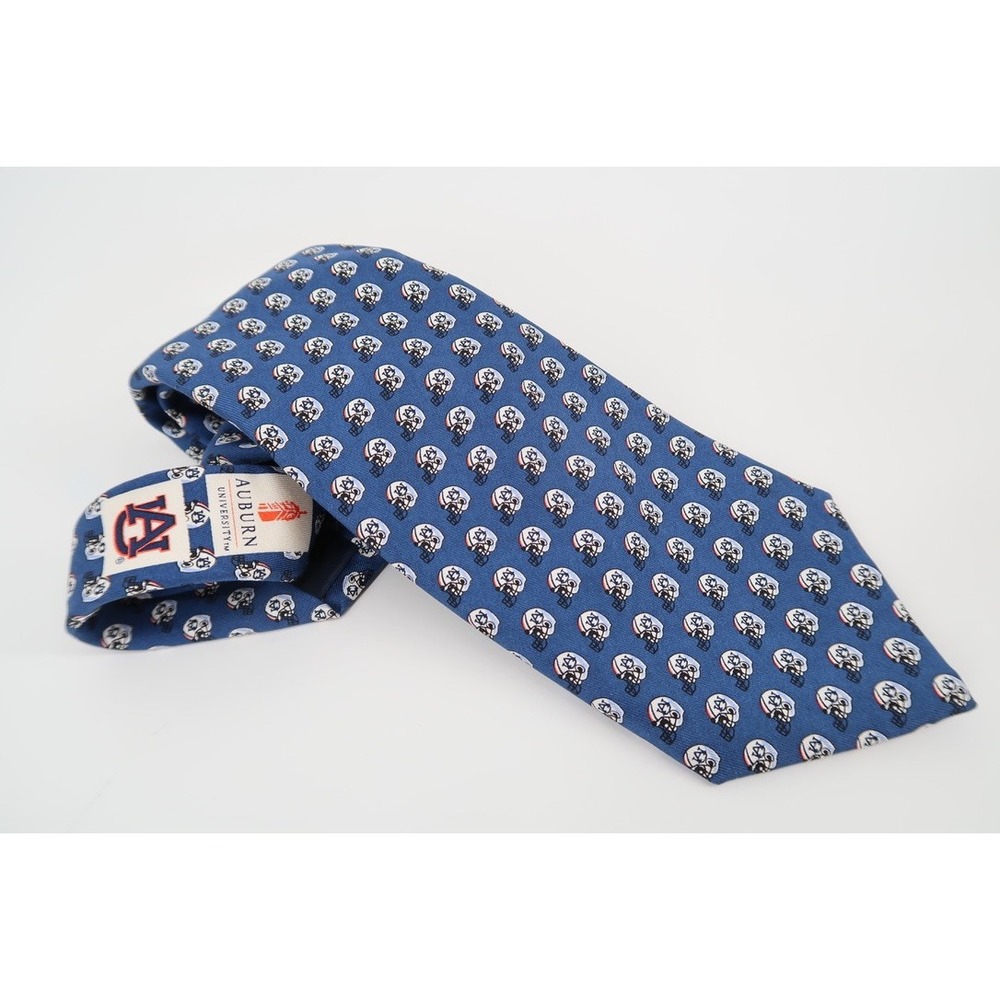Vineyard Vines Auburn Tigers Silk Tie Mens Blue Football Helmets Necktie